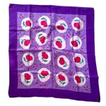 Glentex Silk Scarf Hand Rolled Korea Beauty Beast Roses Pink Purple 34" x 31.5" Photo 1