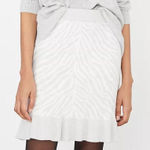NWT Anthropologie Dolan Zebra Ruffled Mini Skirt Wool Blend Size L White Size L Photo 0