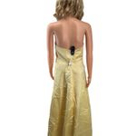 David's Bridal  Butter Yellow Strapless Gown Matte Satin Embroidery Flower 12 Photo 7