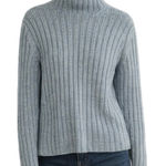 autumn cashmere Light Blue Ribbed Mock Neck 100% Cashmere Sweater Size Large Photo 0