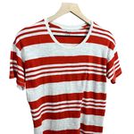 Madewell Orange Whisper Cotton Crewneck Tee in Rampling Stripe Sz S Photo 2