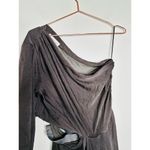 Something Navy  One Shoulder Black Pleated Long Sleeve Midi Dress Size Large Photo 10