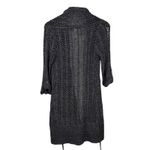 Arden B  Open-Knit Long Cardigan Drawstring Waist Size S Gray Duster Sweater Photo 8