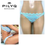 PilyQ New.  lace crystal blue fanned teeny bikini bottom. XS Photo 2