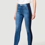 frame denim Le High Skinny Crop Two Tone Denim Panel Jeans Kenya Navy Blue sz 24 Photo 0
