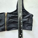None Black Zipper Front Y2K VTG 90s 2000s Coquette Retro Swimwear Bikini Top Medium Photo 5