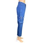 SheIn Womens Denim Blue Jeans High Waist Cargo Pocket Mom Jeans Cropped XS Photo 2