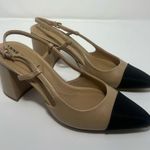 Anne Klein | brinlee sling back pump | size 7 black & nude heels | strap heels Photo 0
