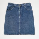 Bonjour Vintage 90s Dark Wash Denim Pencil Skirt Photo 4