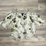 Inc international Concepts White, Black & Yellow Floral Print Cold Shoulder Top Photo 5