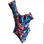 Profile by Gottex Color Rush Black Ruffle One Shoulder 12‎ One Piece Swimsuit Photo 2