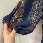 Free People Blue & Green Floral Paisley Balloon Sleeve Tunic Mini Dress XS Photo 5