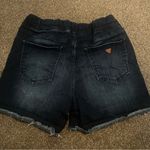 Guess Jeans Dark Wash Distressed Cut Off Raw Hem High Waisted Denim Shorts Photo 1
