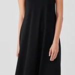 Eileen Fisher Stretch Jersey Knit V-Neck Tank Midi Dress Medium Black Photo 0