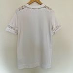 Rebecca Taylor  White Short Sleeve Terry Cloth Lace Crew Neck T-Shirt Blouse S Photo 1