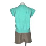 None VINTAGE 80s Seafoam Pastel Green Cap Sleeve Cable Knit Sweater Vest HANDMADE Photo 2