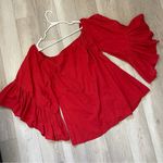 Indah Tunic Blouse flare ruffle sleeve womens Red (small medium) minimalist chic Photo 0