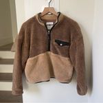 ANINE BING Royce Pullover Sherpa Pullover Fleece Sweatshirt in Brown and Tan Photo 3