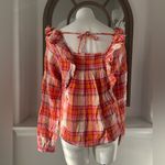 We The Free Free People Plaid Ruffle Top Long Sleeve Size L NWT $118.00 Photo 3