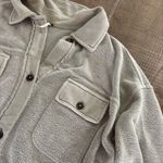 Free People  gray button down shirt jacket shacket Photo 4
