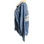 The Tubbo Moment By The Sea Denim Full Zip Jean Jacket Sherpa Collar Waves 2XL Blue Size 2X Photo 5