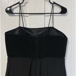 Vintage Silk Black bodycon midi slip dress with bodice ruching and back slit M Size 10 Photo 4