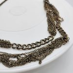 Vtg Layered Chain Necklace 28" Gold Tone Beaded Rhinestone Accent Rustic Rocker Photo 2