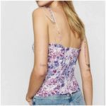 Reformation NWT Novema Top Size 12 Purple Floral Ruffled Tie Straps Sweetheart Photo 1