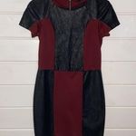 Lucca Couture Maroon black faux leather panel dress Photo 0
