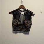 Victoria's Secret Victoria’s Secret 34DD Black Lace Mesh Lined Demi Cap Sleeve Bra Top Bustier Tan Photo 6