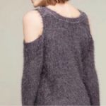 Anthropologie  Moth Gray Fuzzy Boho Chic Coastal Cowgirl Career Preppy Sweater S Photo 2