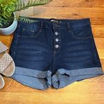 Dollhouse Junior 11 12 Dark Blue Jean Shorts Denim Button Fly Rolled Hem Country Photo 0