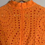 LIONESS  Eyelet Cutout High Neck Mini Dress Women's XL Orange Lace Party Cocktail Photo 13