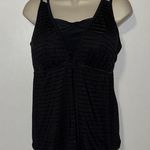 Free Country Black Tankini Swim Top Layered Design w Stripes Women’s 1X 16 - 18 Photo 0