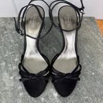 Coach Bethanie Black Satin Strappy Knot Heels Pumps Ankle Strap Stiletto 9.5 Photo 1