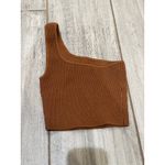Aritzia Babaton  Sculpt Knit One-shoulder Cropped Tank XXS Mocha Brown Photo 2