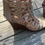 Nine West Beige Lace-Up Wedges Photo 1