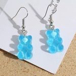 🆕Blue Candy Gummy Bear Dangle Earrings Blue Photo 2