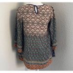 Flying Tomato HoBo Boho Style Smocked Geometric Paisley Blouse Size Small Photo 3