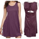 Pink republic New  Faux Suede Lace Up Back Sleeveless Mini Dress Wine Photo 1