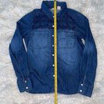 Mudd Vintage Denim And Lace Button Down Shirt Pearl Snap Y2K Size Small Photo 1