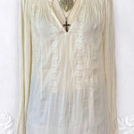 Lilly Pulitzer Cream White Embroidered Boho Silky Top Hollis Tunic Blouse M Photo 0