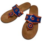 Jack Rogers  Women’s Size 8 Blue Orange Patent  Boating Thong Sandals Photo 2