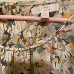 LC Lauren Conrad Cream and Orange Ruffled Short Sleeve Blouse Photo 1