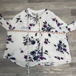 Shyanne  white floral long sleeve tie front blouse size XL E12 Photo 3