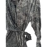 Alice + Olivia  Jodi Patterned Collared Tie Waist Shirt Dress Black‎ Size 4 Photo 8