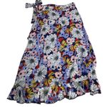 Anthropologie Maeve Sybil Floral Ruffle Wrap Skirt Daisies Purple Pink Size M Size M Photo 11