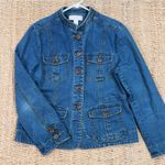 Petite Sophisticate  Women’s Blue Stretch 4 Pockets Denim Jean Jacket Size 12 Photo 0