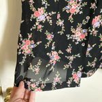 Emma James 🌞 Black Floral Button Up Short Sleeve Blouse Photo 6