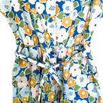 Monki Asos Blue Orange Retro Floral Short Sleeve Playsuit Jumpsuit Size XS Photo 3